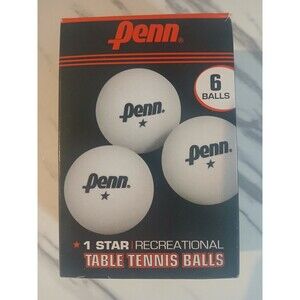 Penn 6-Pk  40mm Table Tennis Ball White Ping Pong 1-Star Recreational New